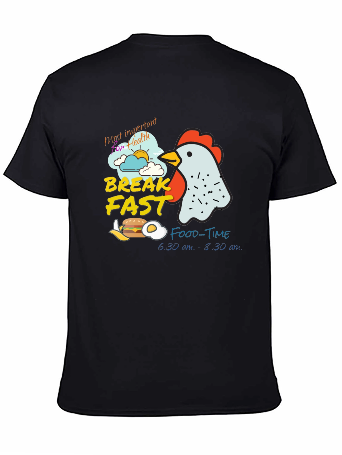 Breakfast Time Graphic Tee - Funny Chicken T-Shirt