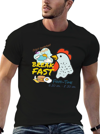 Breakfast Time Graphic Tee - Funny Chicken T-Shirt