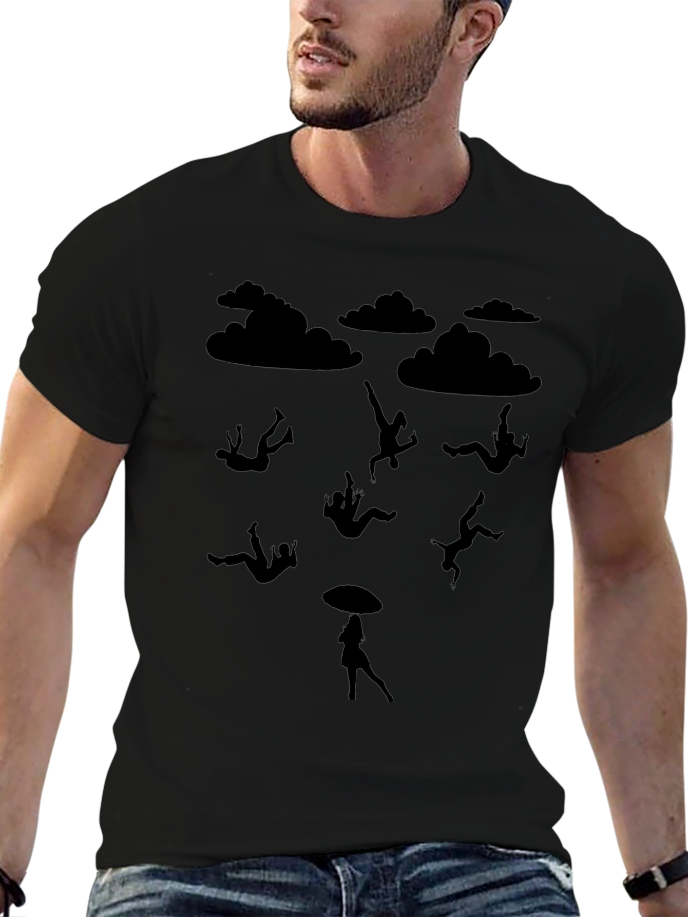 Silhouette Falling Mens Black T-Shirt