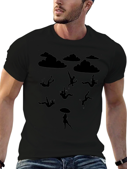 Silhouette Falling Mens Black T-Shirt