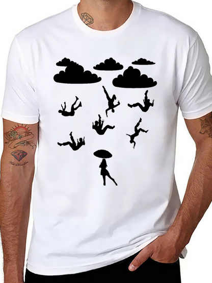 Silhouette Falling Mens Black T-Shirt