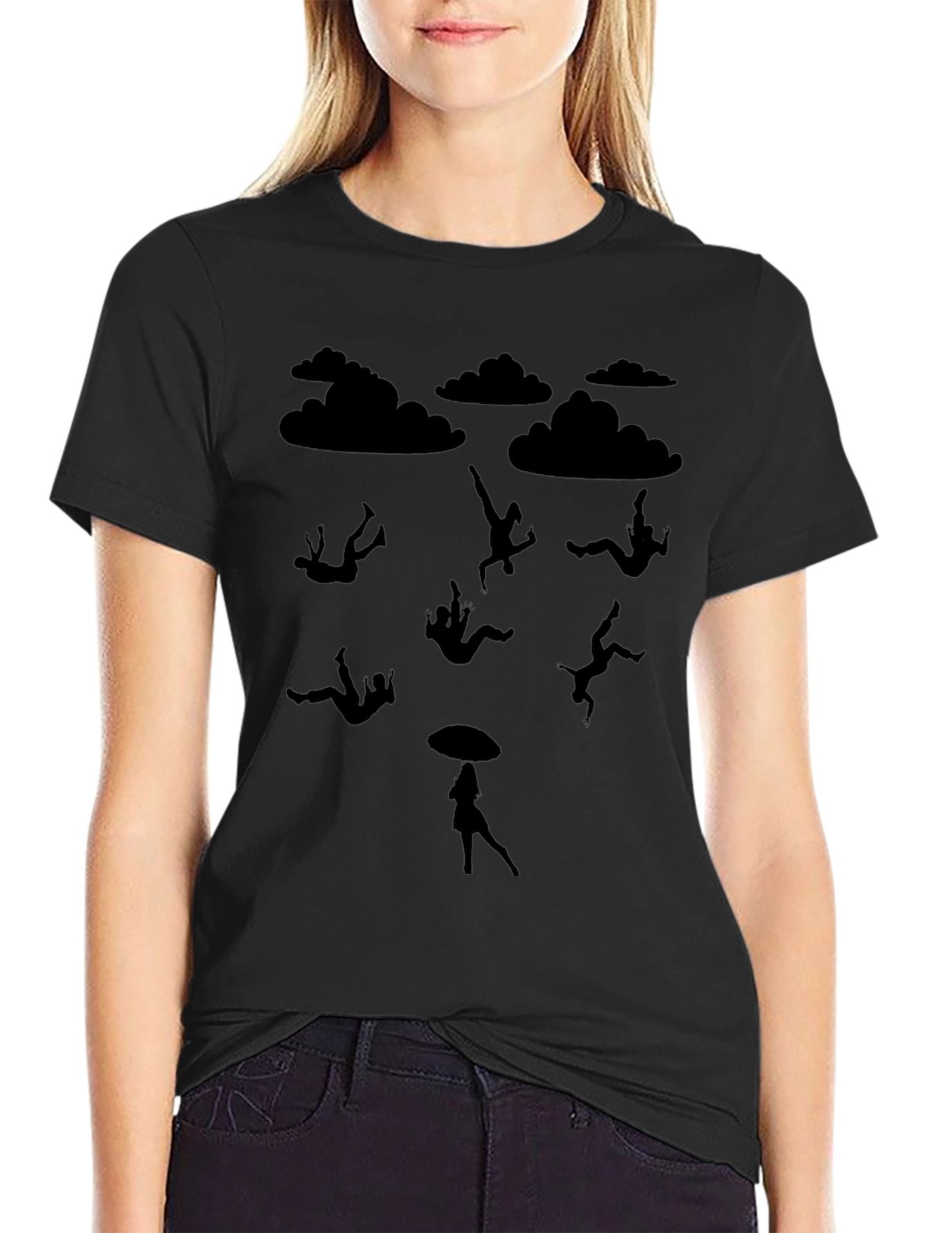 Silhouette Falling Mens Black T-Shirt