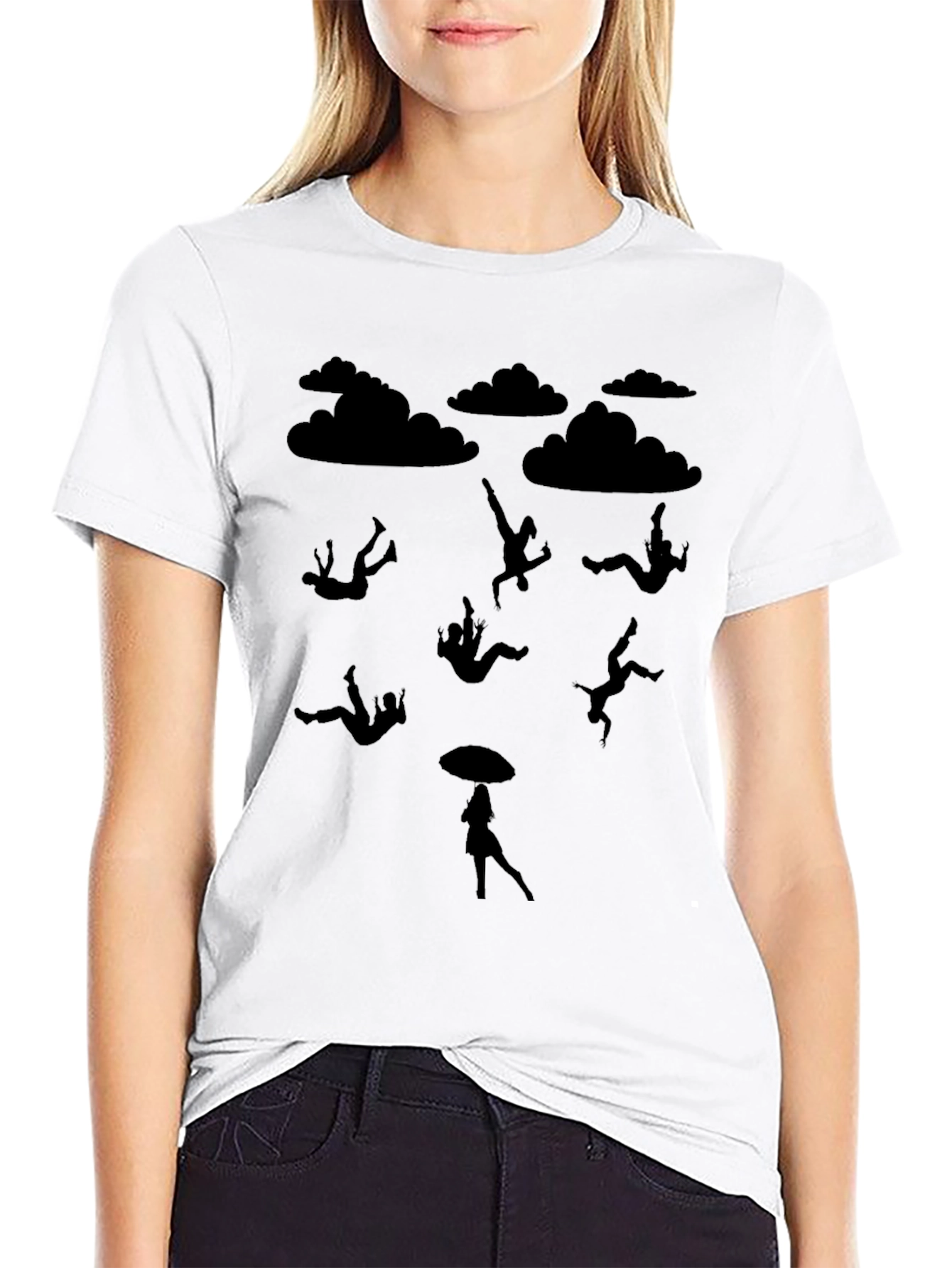Silhouette Falling Mens Black T-Shirt