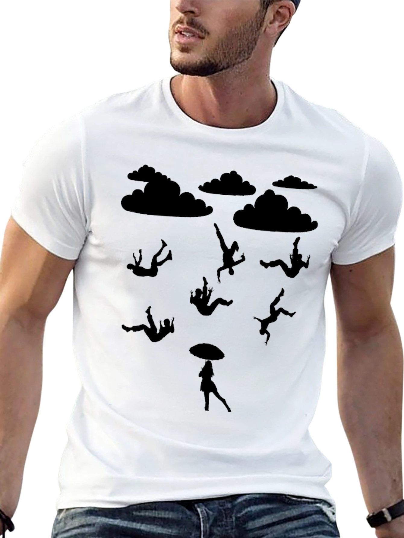 Silhouette Falling Mens Black T-Shirt