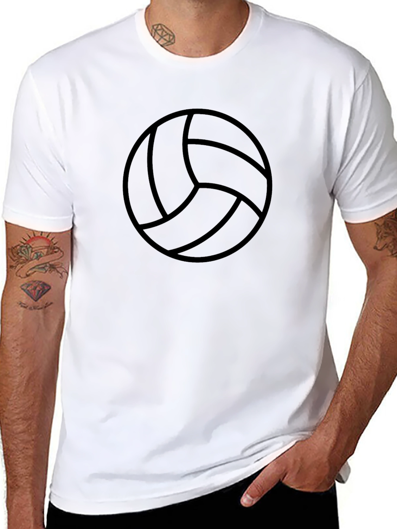Volleyball Graphic Tee - Black Cotton T-Shirt