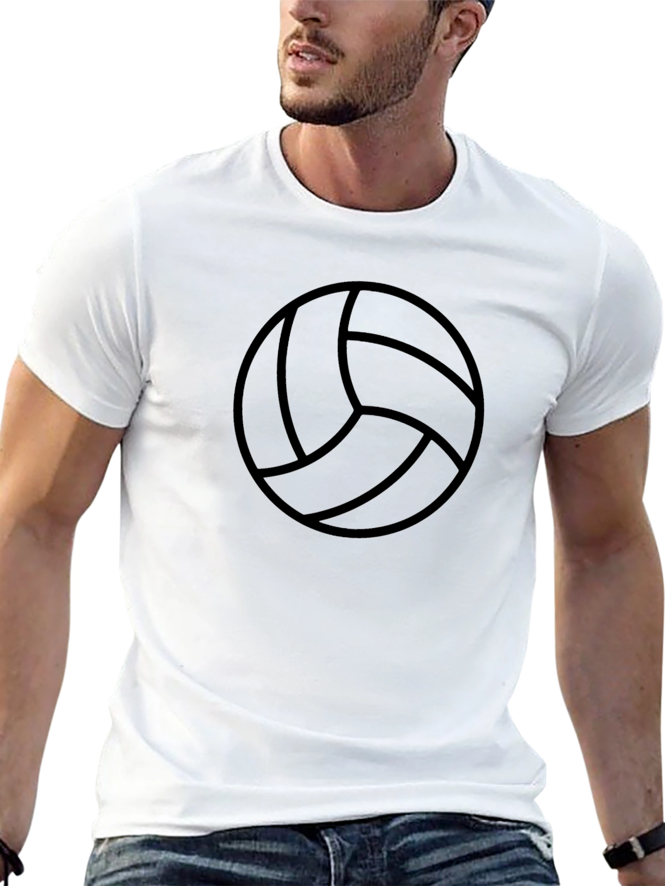 Volleyball Graphic Tee - Black Cotton T-Shirt