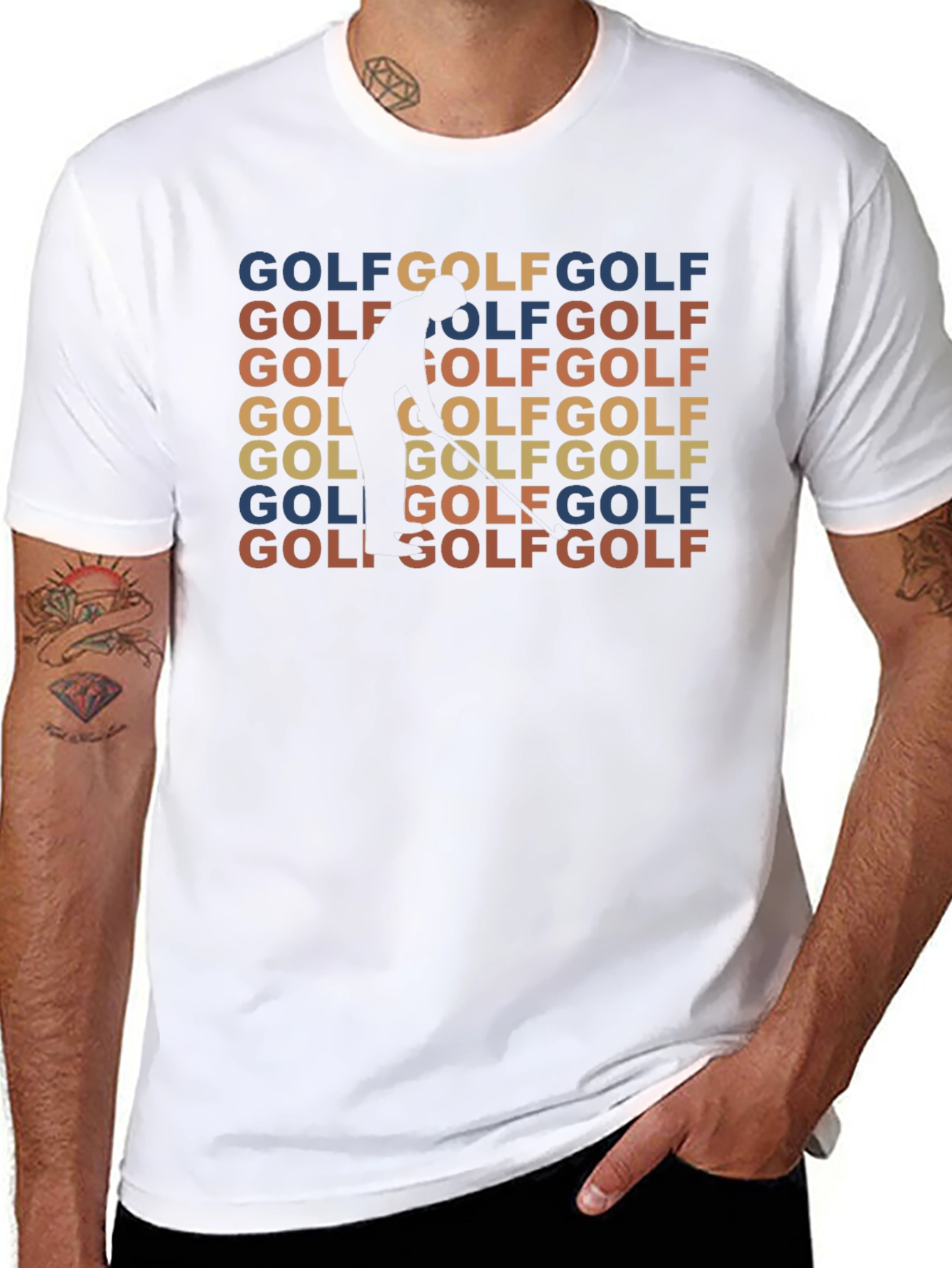 Golf Retro T-Shirt - Golfer Silhouette Design Tee