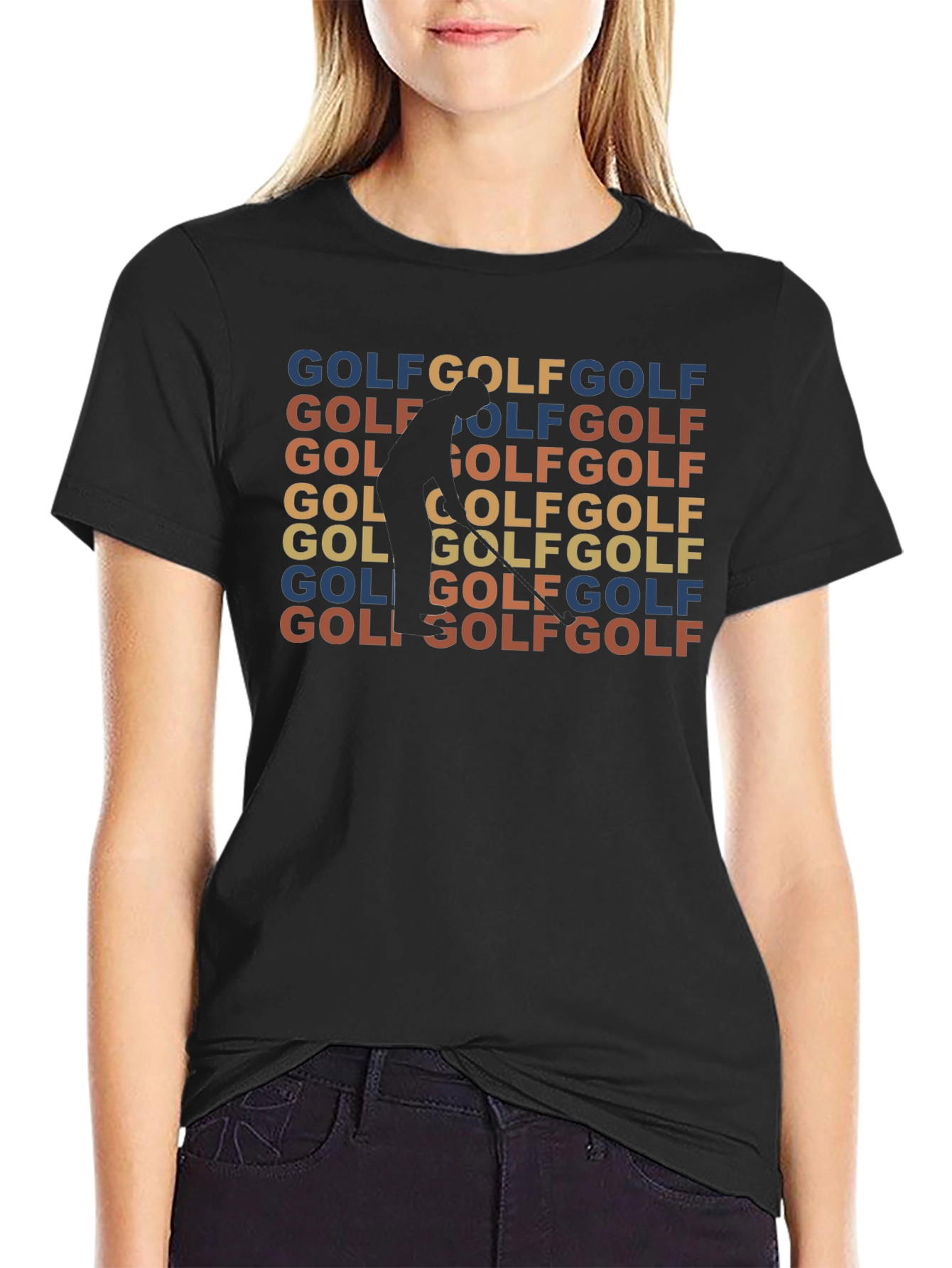 Golf Retro T-Shirt - Golfer Silhouette Design Tee
