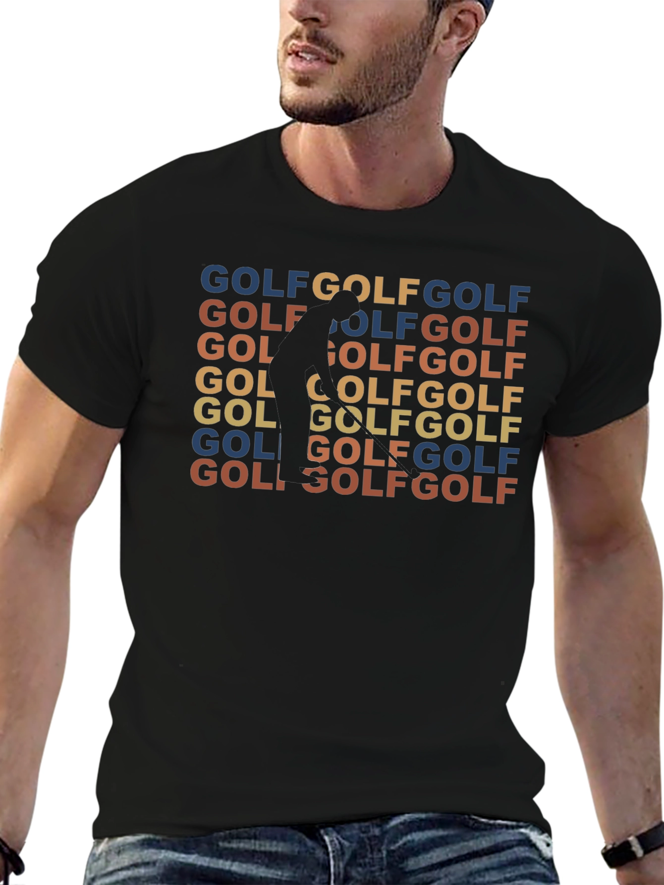 Golf Retro T-Shirt - Golfer Silhouette Design Tee