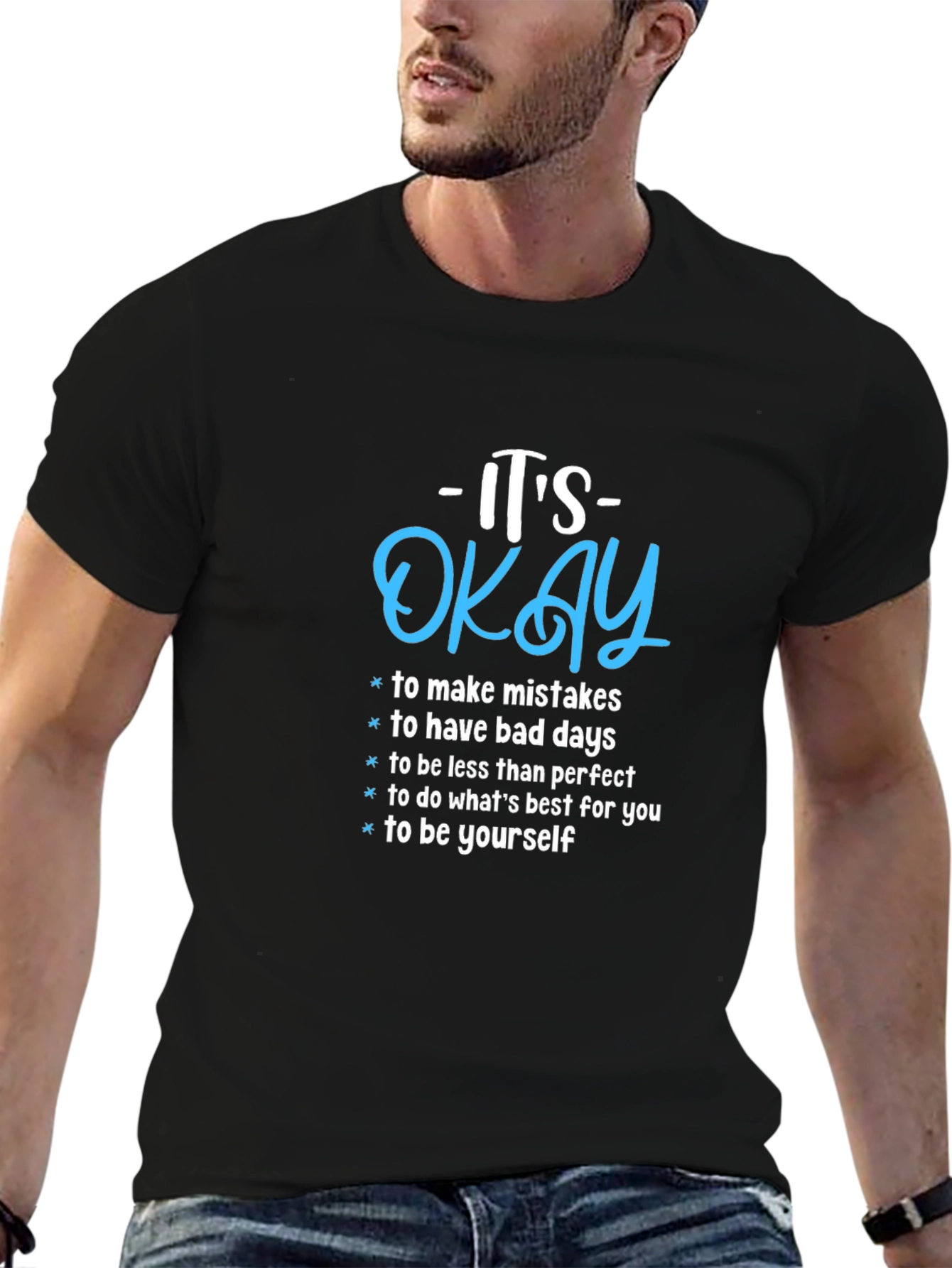 Its Okay Motivational Graphic Tee - Black