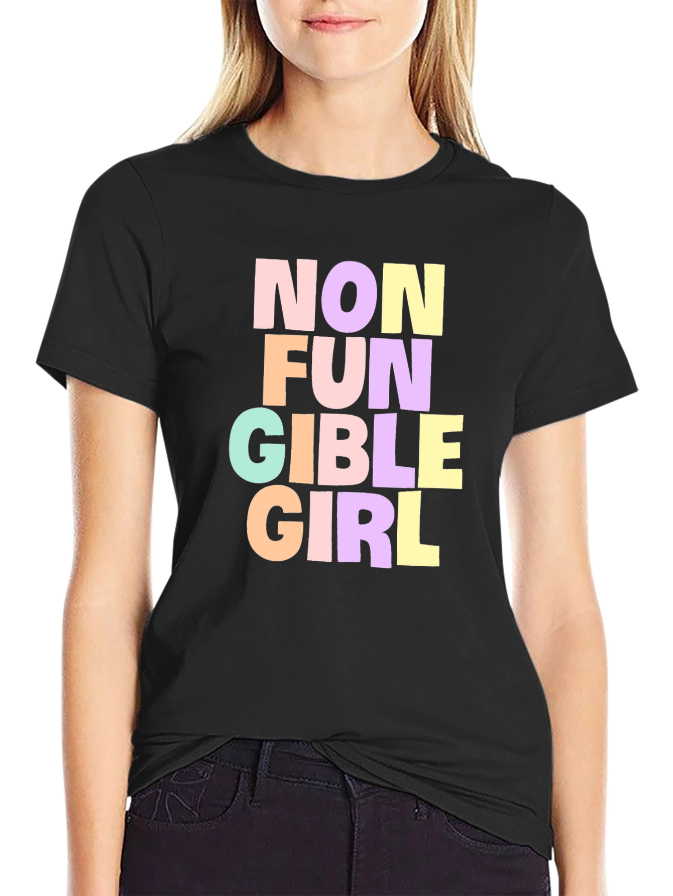 Non Fungible Girl T-Shirt - Black Graphic Tee