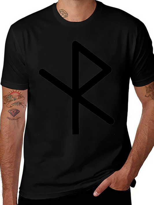 Black Algiz Rune Graphic Tee - Norse Pagan Symbol