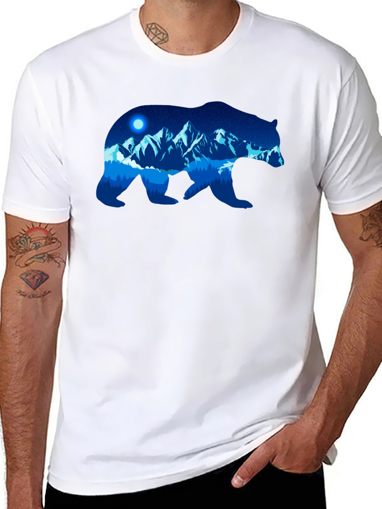Bear Silhouette Mountain Graphic T-Shirt