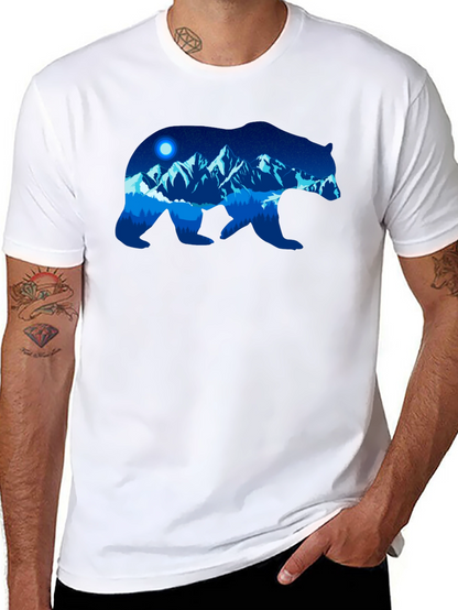 Bear Silhouette Mountain Graphic T-Shirt