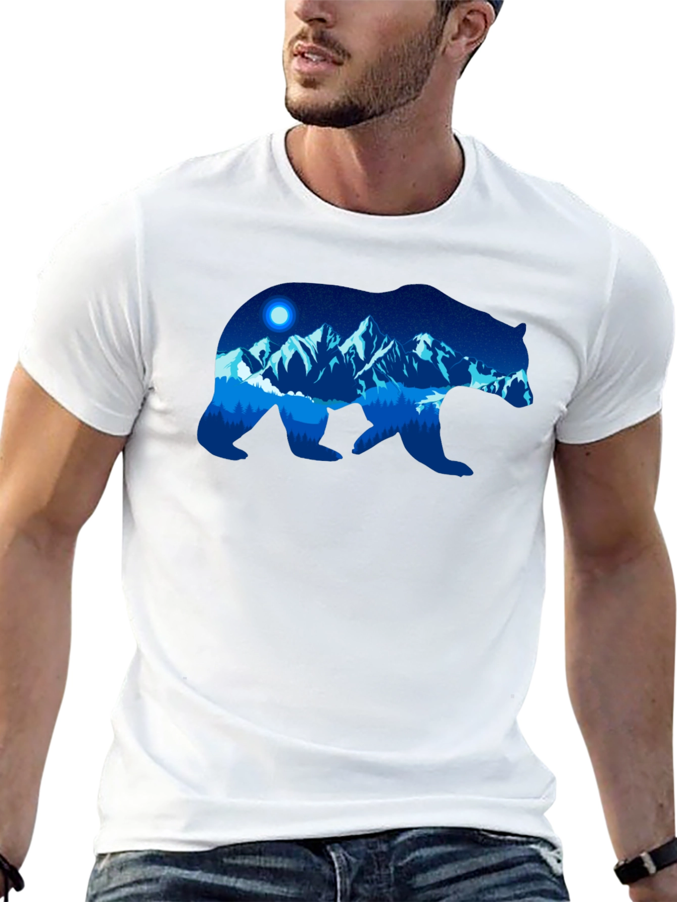 Bear Silhouette Mountain Graphic T-Shirt