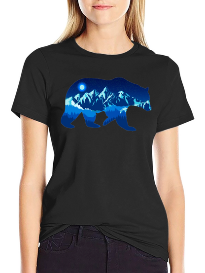 Bear Silhouette Mountain Graphic T-Shirt