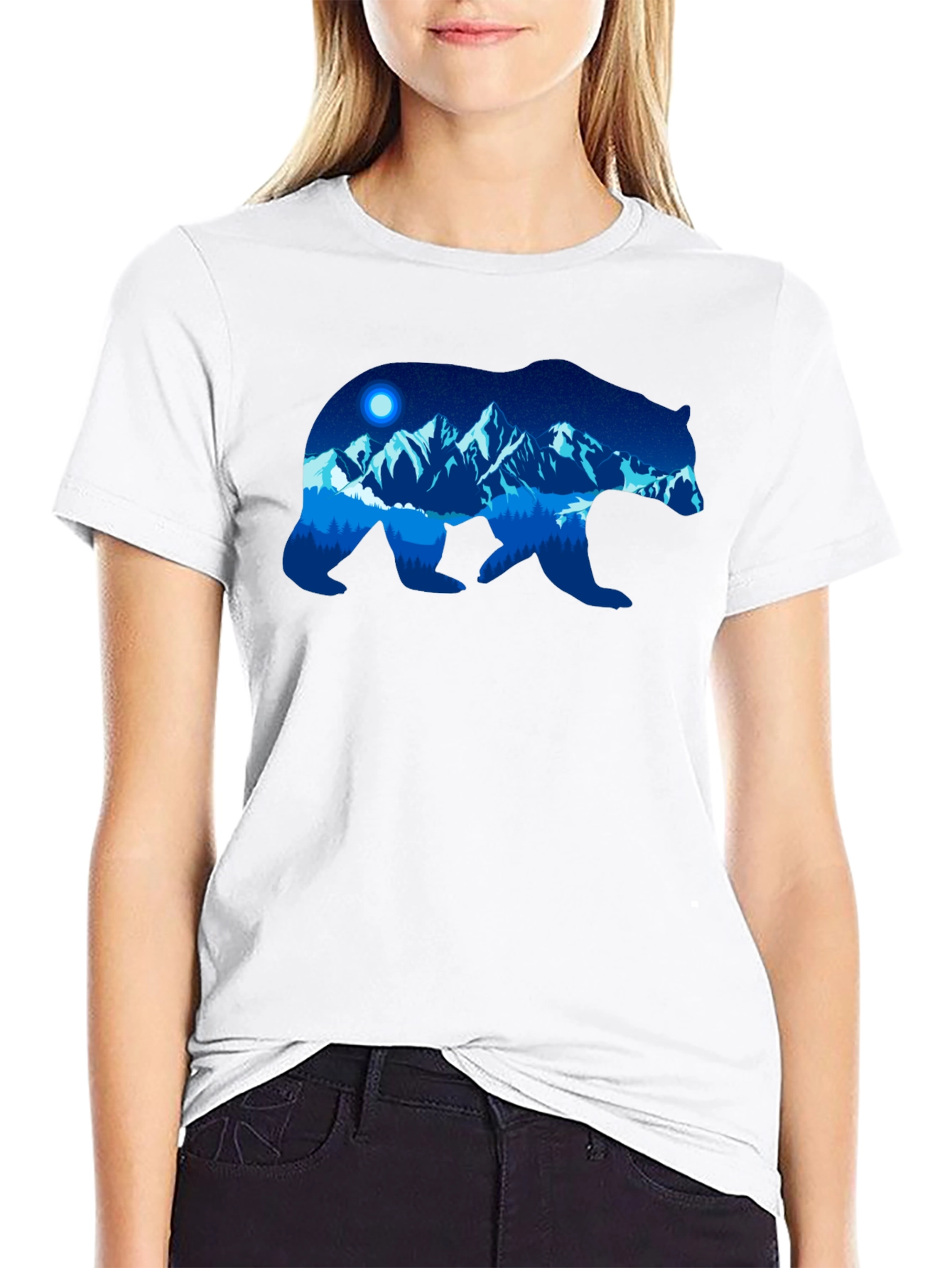 Bear Silhouette Mountain Graphic T-Shirt