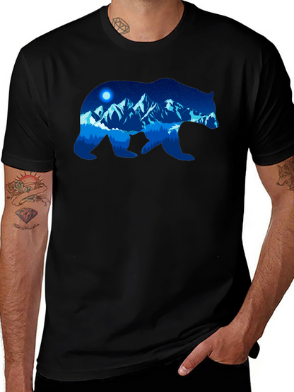 Bear Silhouette Mountain Graphic T-Shirt