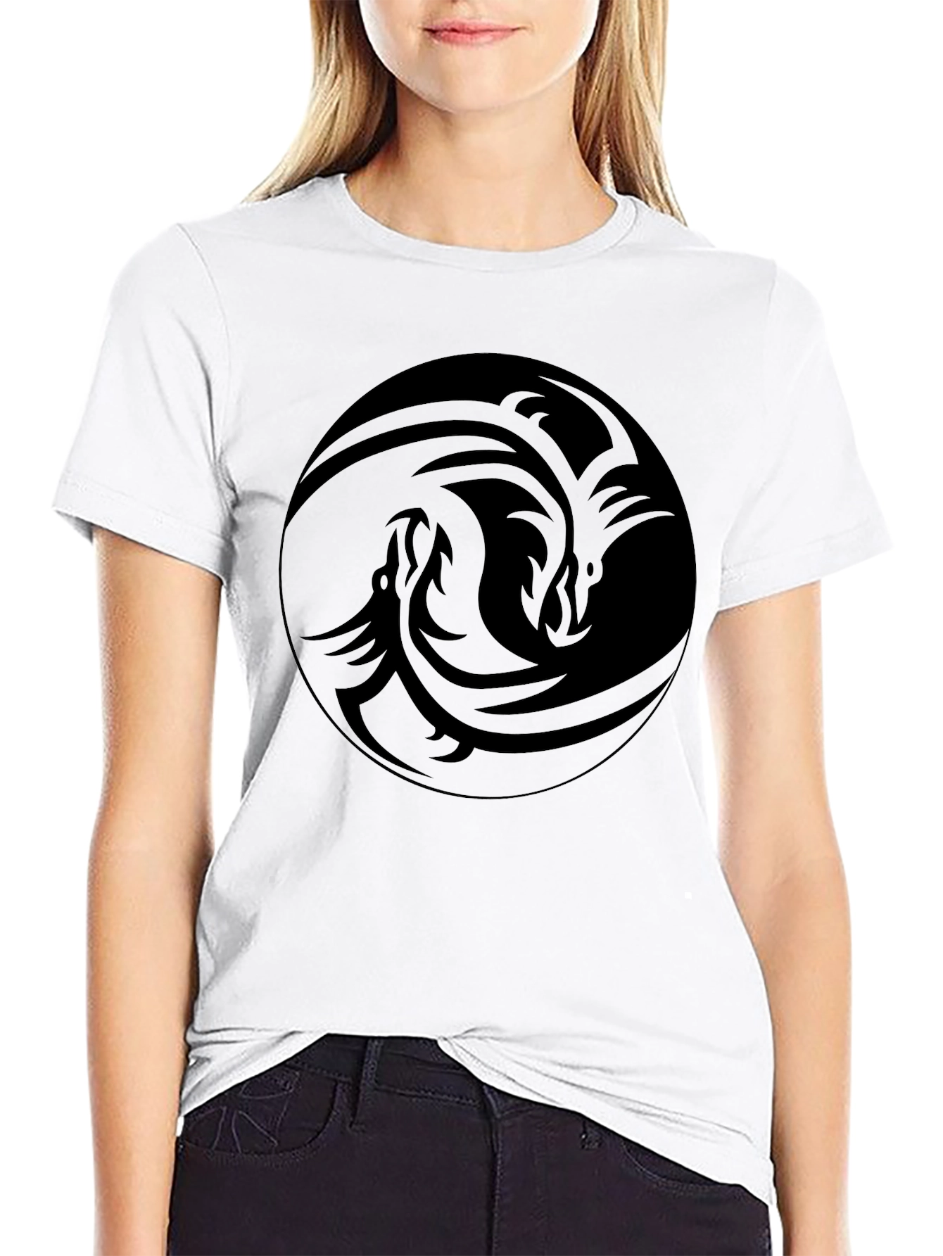 Tribal Dragon Graphic Black T-Shirt