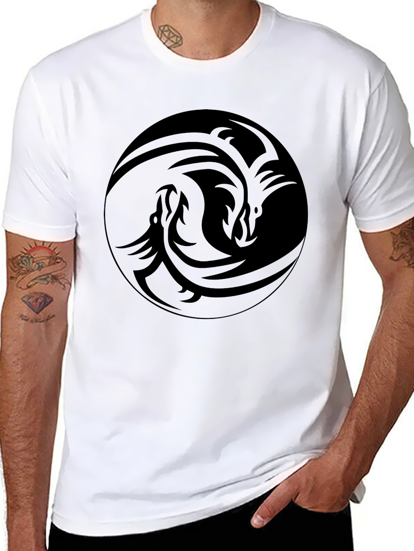 Tribal Dragon Graphic Black T-Shirt