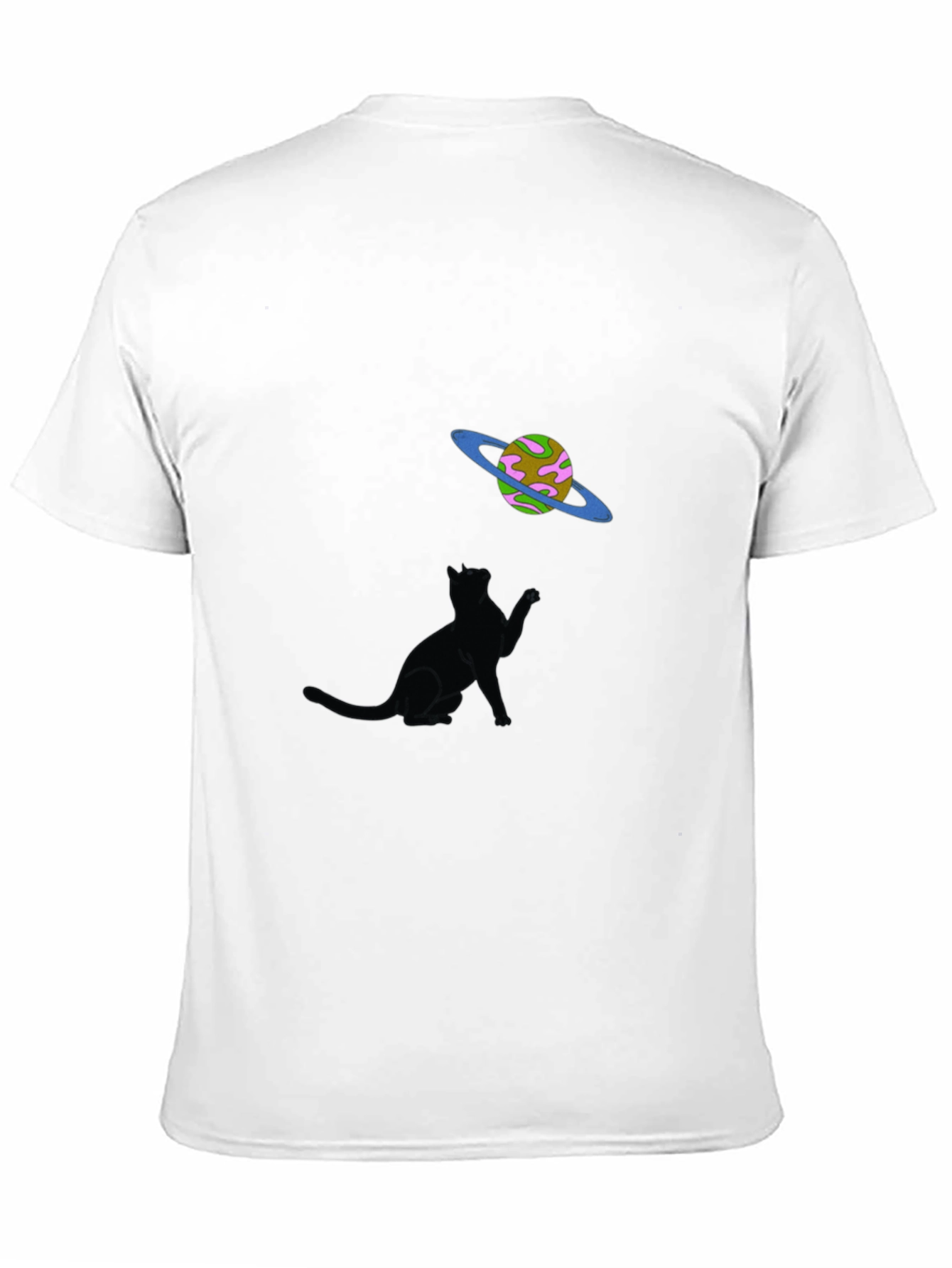 Cat & Planet Graphic Tee - Black Unisex