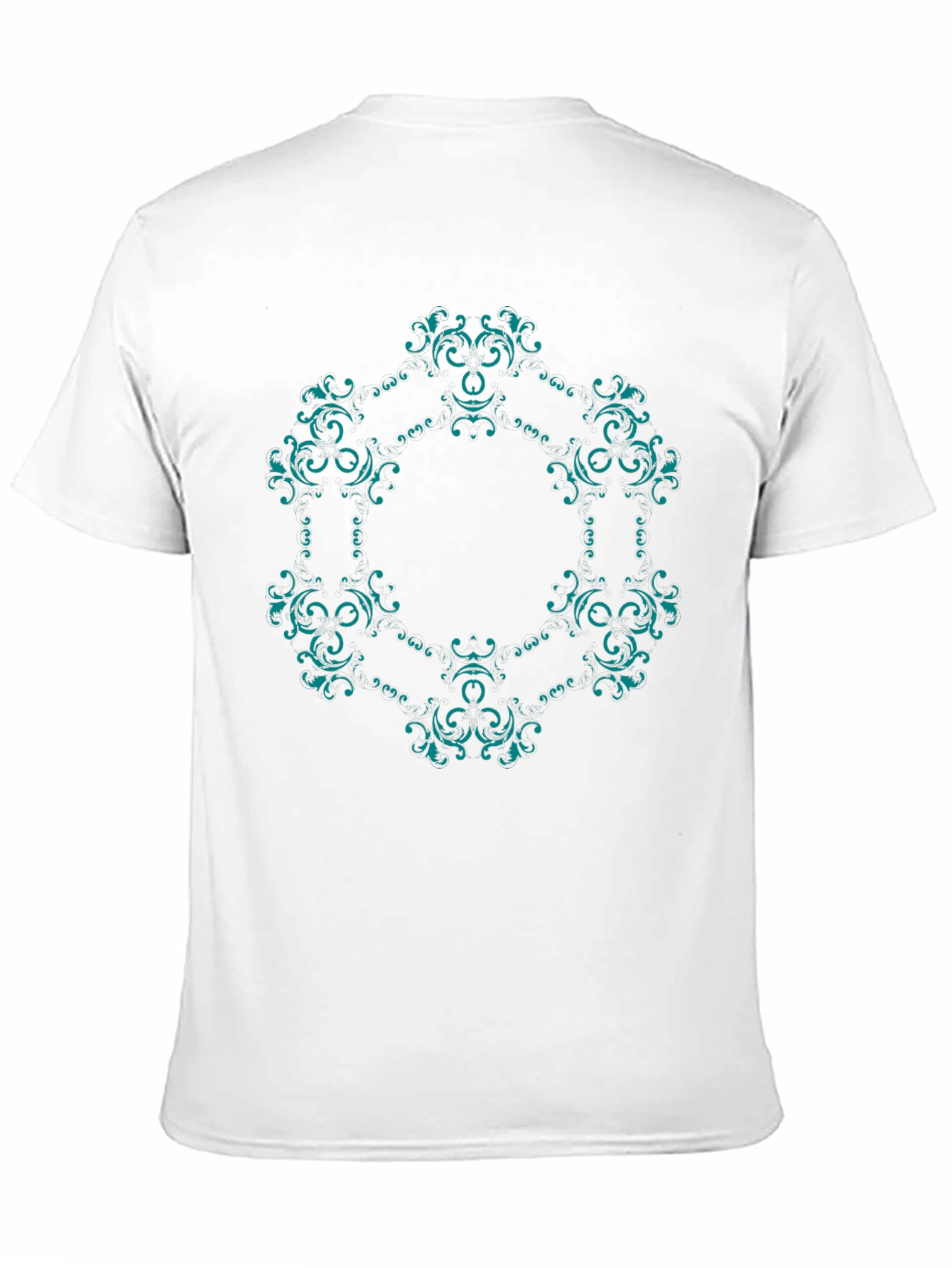 Ornate Teal Mandala Graphic Black T-Shirt