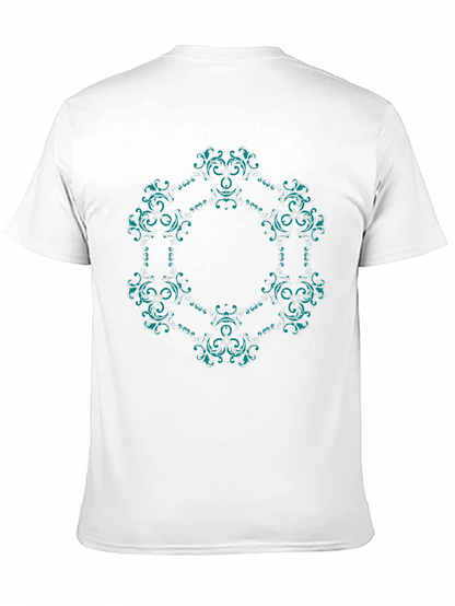 Ornate Teal Mandala Graphic Black T-Shirt
