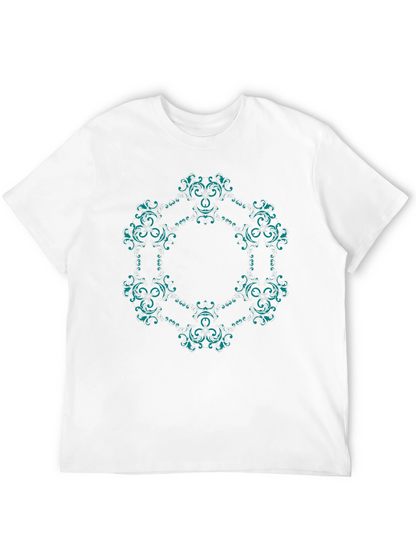 Ornate Teal Mandala Graphic Black T-Shirt