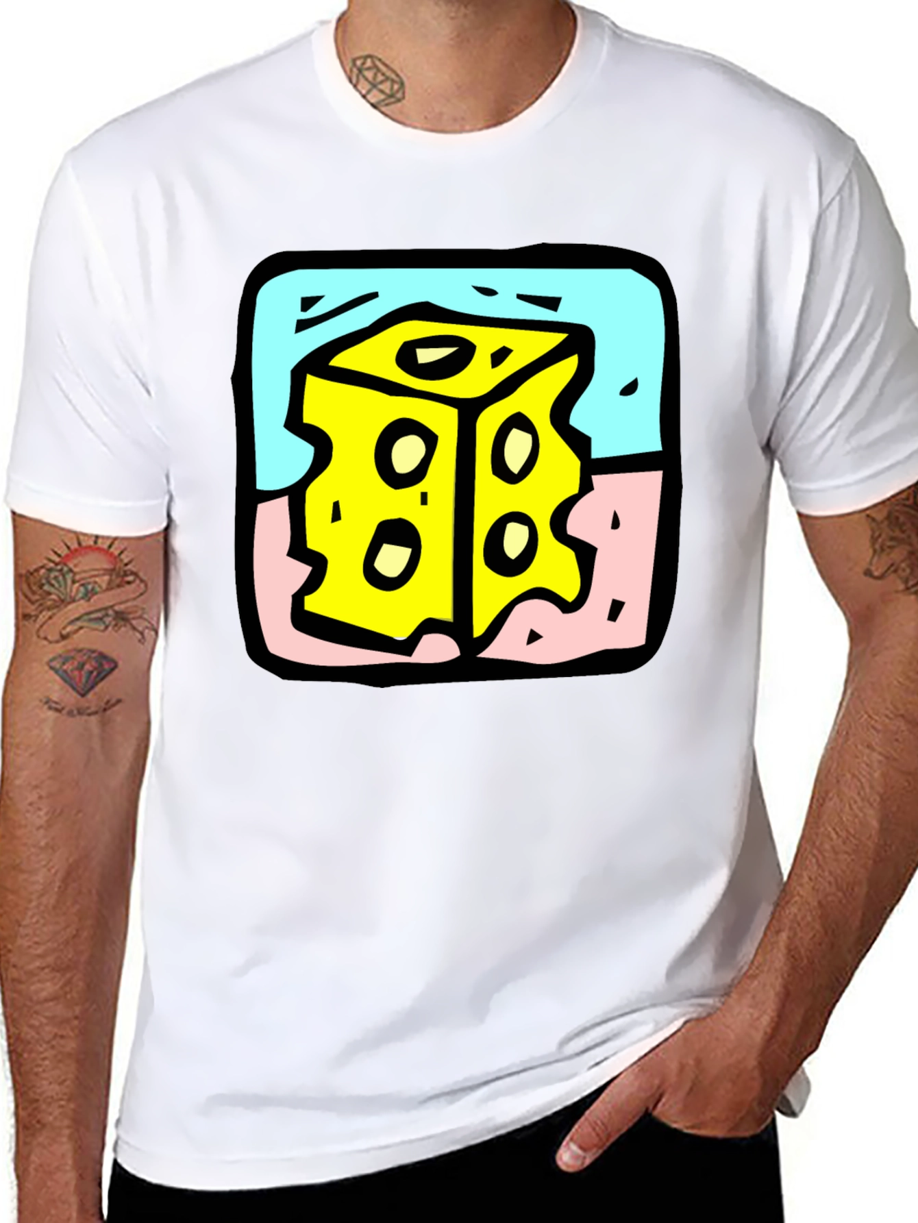Cheese Cube Graphic Tee - Quirky Style