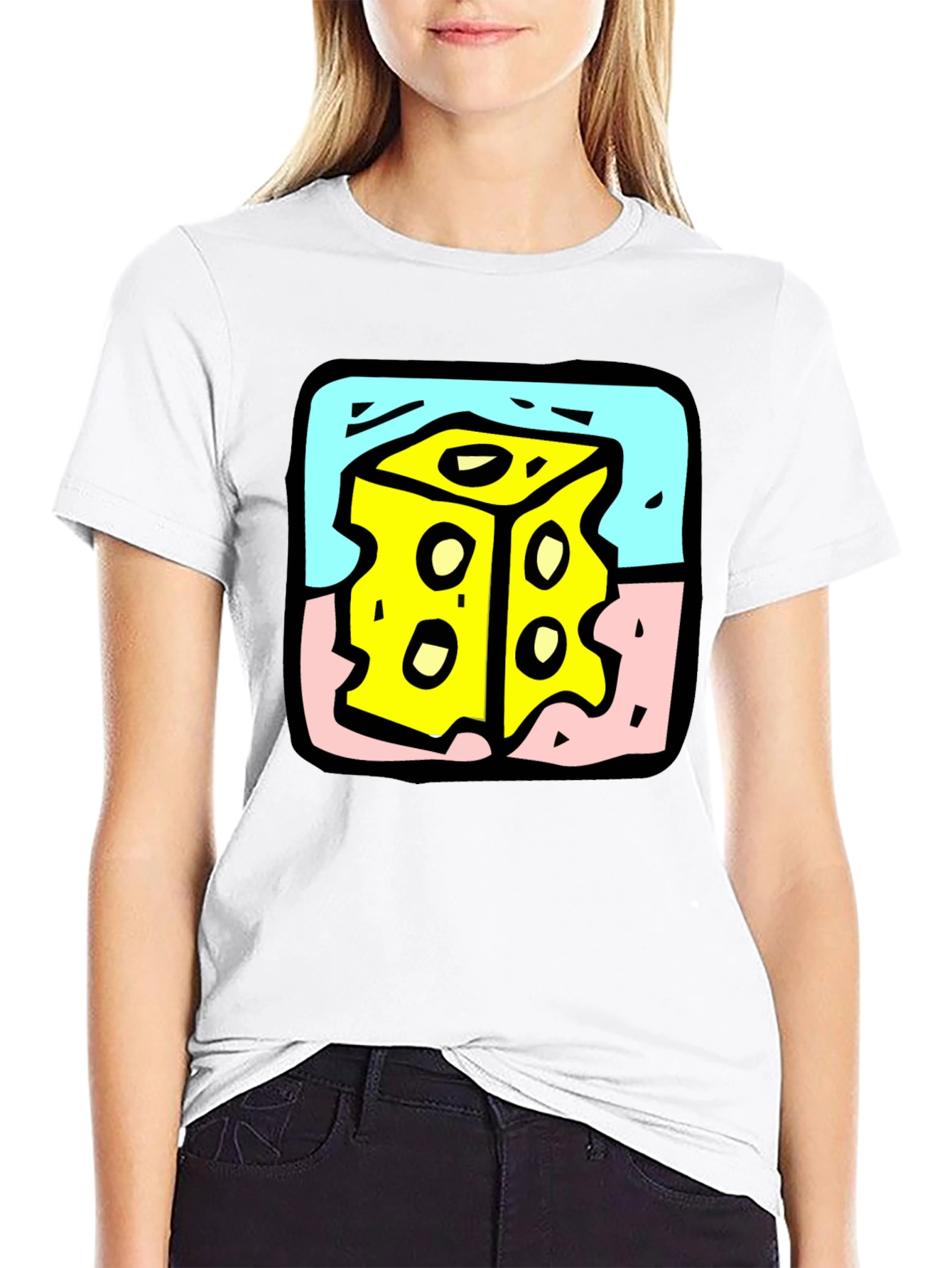 Cheese Cube Graphic Tee - Quirky Style
