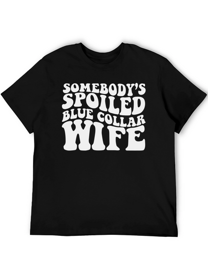 Spoiled Wife Graphic T-Shirt - Black Crew Neck Tee