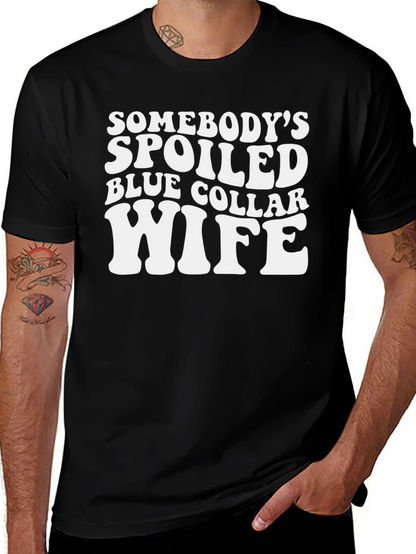 Spoiled Wife Graphic T-Shirt - Black Crew Neck Tee