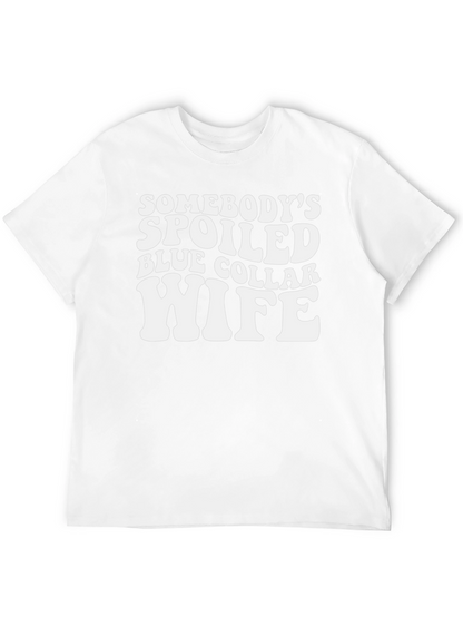 Spoiled Wife Graphic T-Shirt - Black Crew Neck Tee