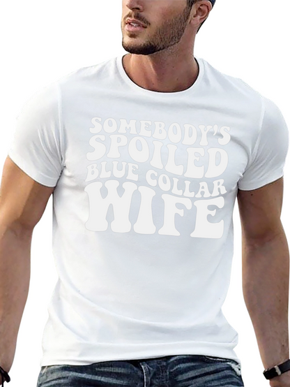 Spoiled Wife Graphic T-Shirt - Black Crew Neck Tee