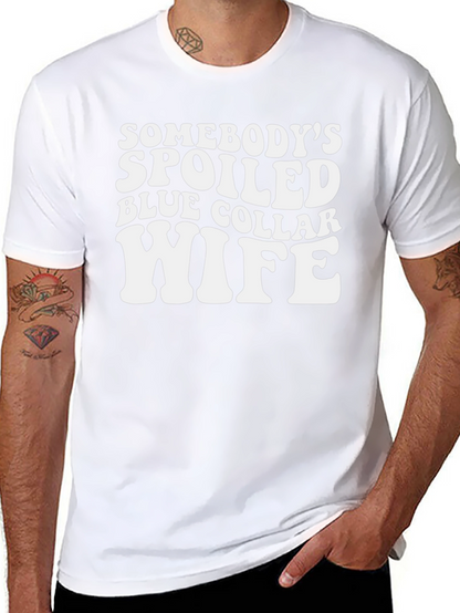 Spoiled Wife Graphic T-Shirt - Black Crew Neck Tee