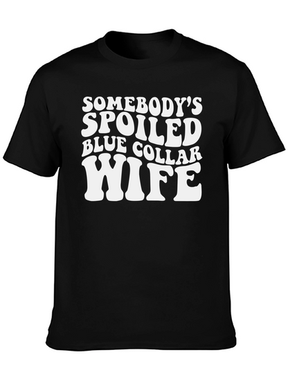 Spoiled Wife Graphic T-Shirt - Black Crew Neck Tee