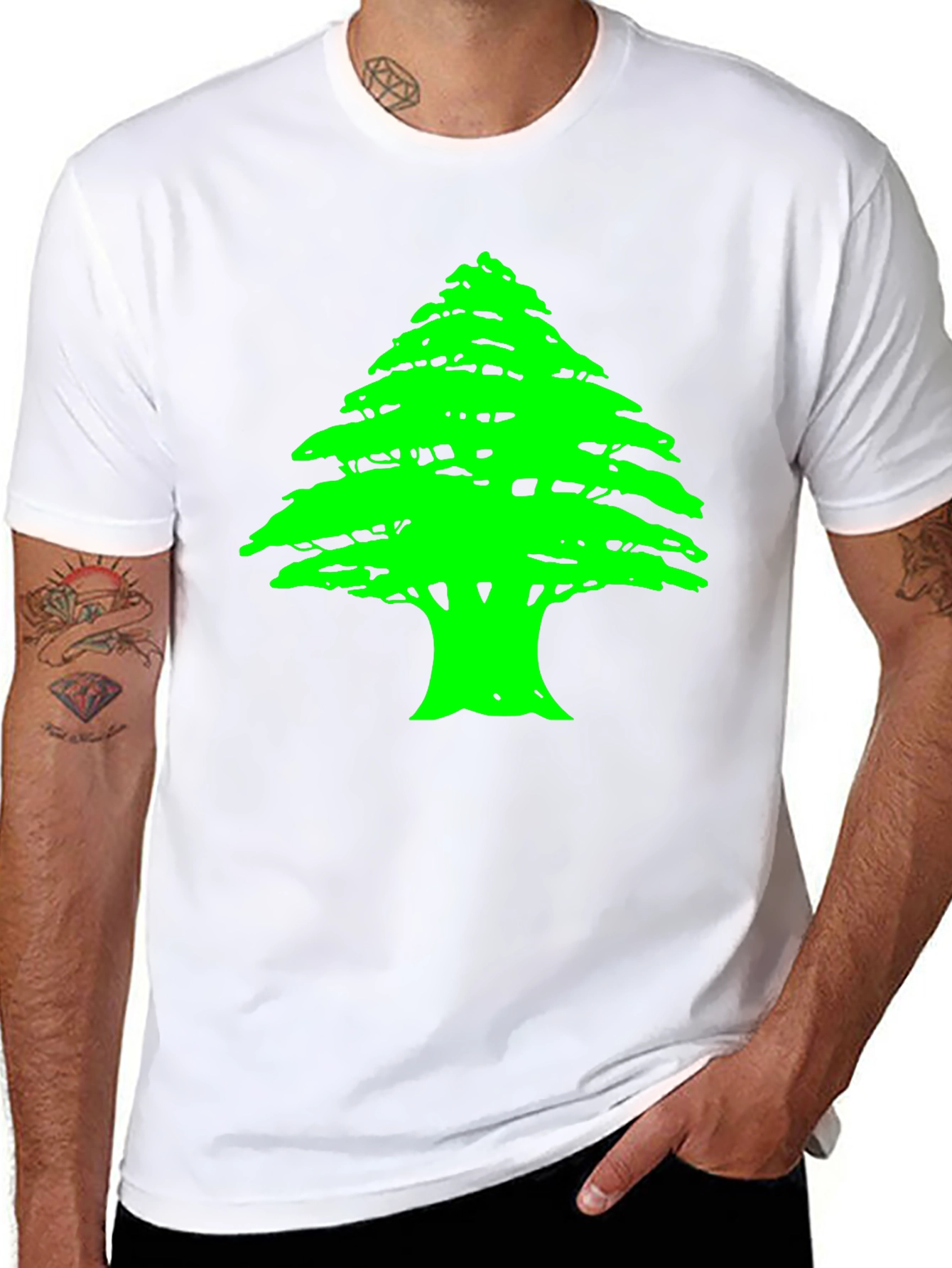 Lebanese Cedar Tree Graphic Black T-Shirt