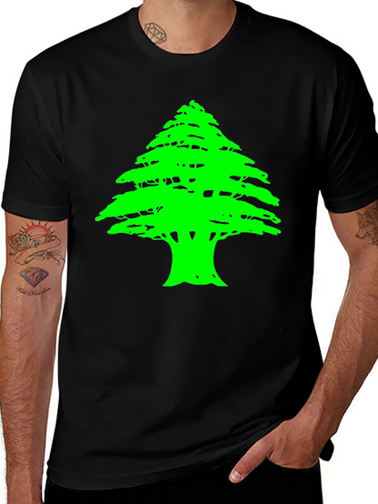 Lebanese Cedar Tree Graphic Black T-Shirt