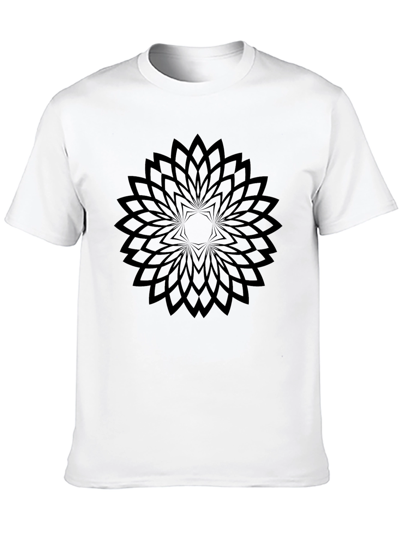 Geometric Floral Black T-Shirt - Modern Style