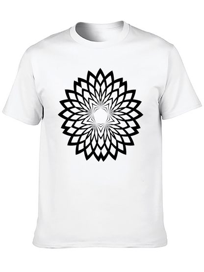 Geometric Floral Black T-Shirt - Modern Style