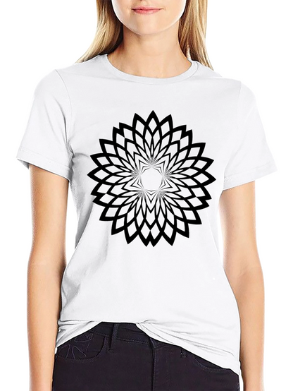 Geometric Floral Black T-Shirt - Modern Style
