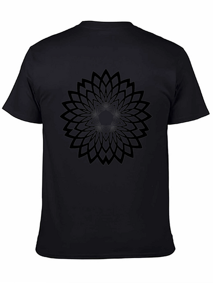 Geometric Floral Black T-Shirt - Modern Style