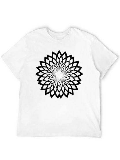Geometric Floral Black T-Shirt - Modern Style