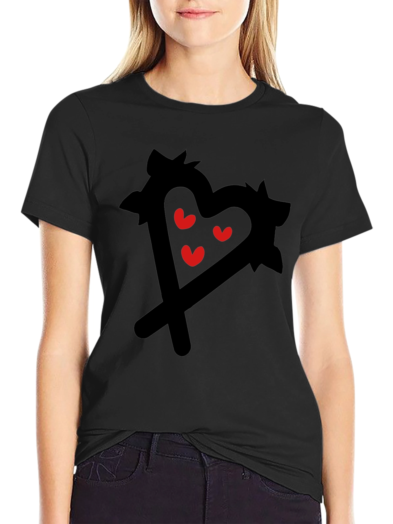 Heart Scribble Graphic Tee - Black