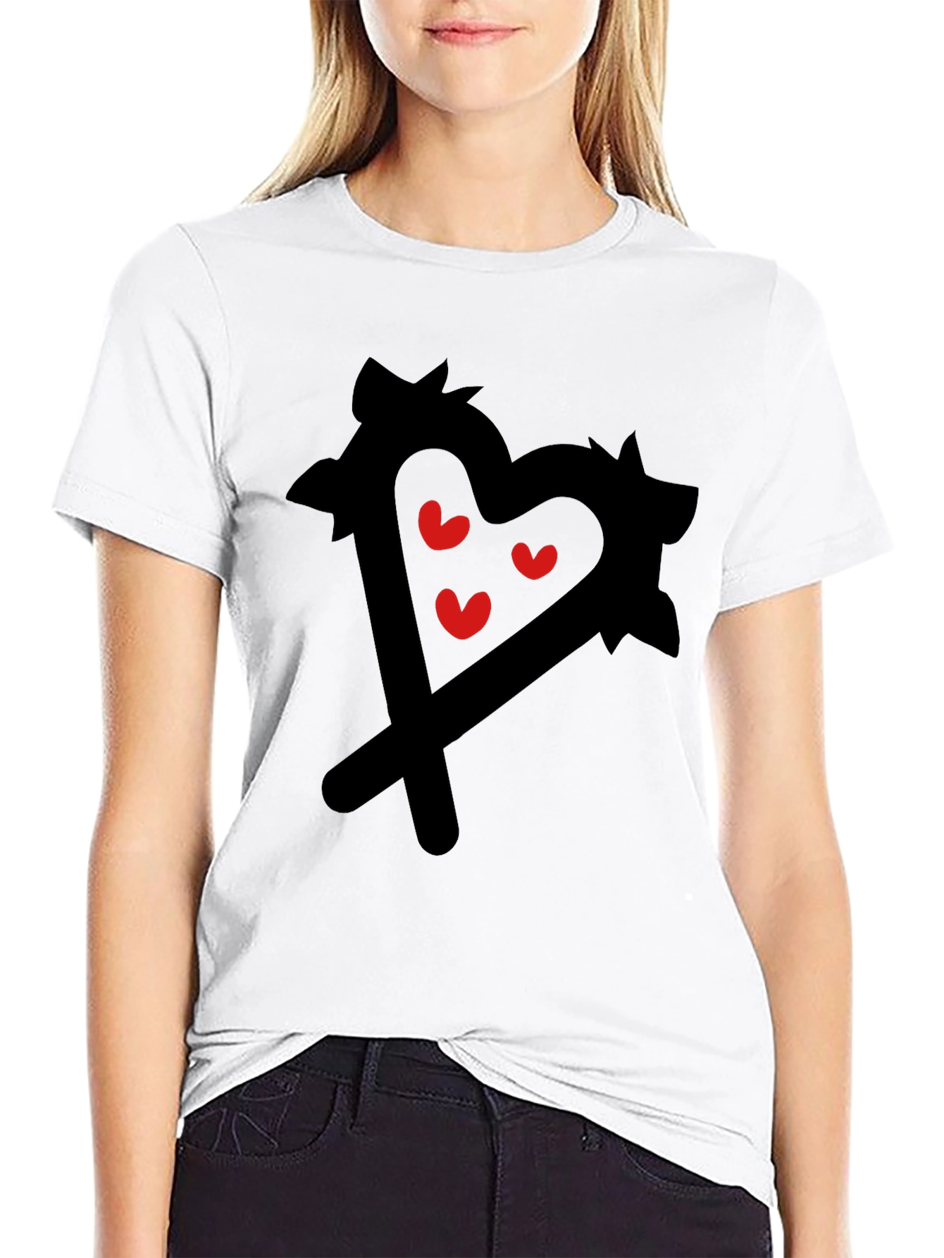 Heart Scribble Graphic Tee - Black
