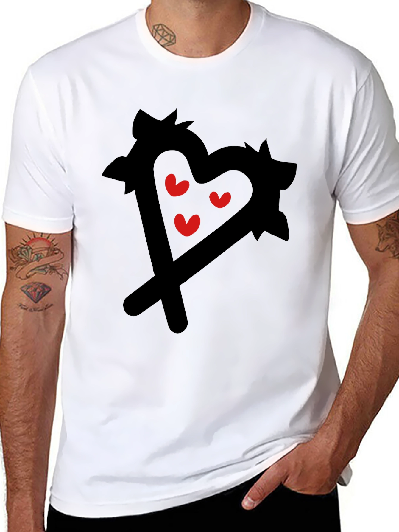 Heart Scribble Graphic Tee - Black