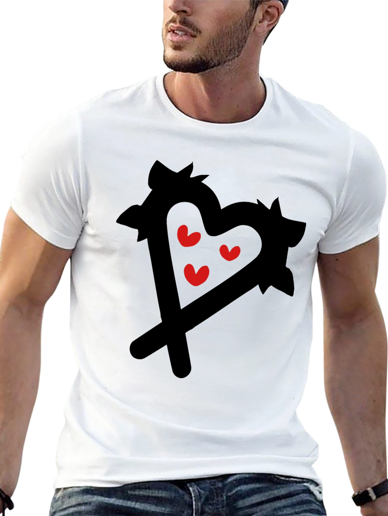 Heart Scribble Graphic Tee - Black