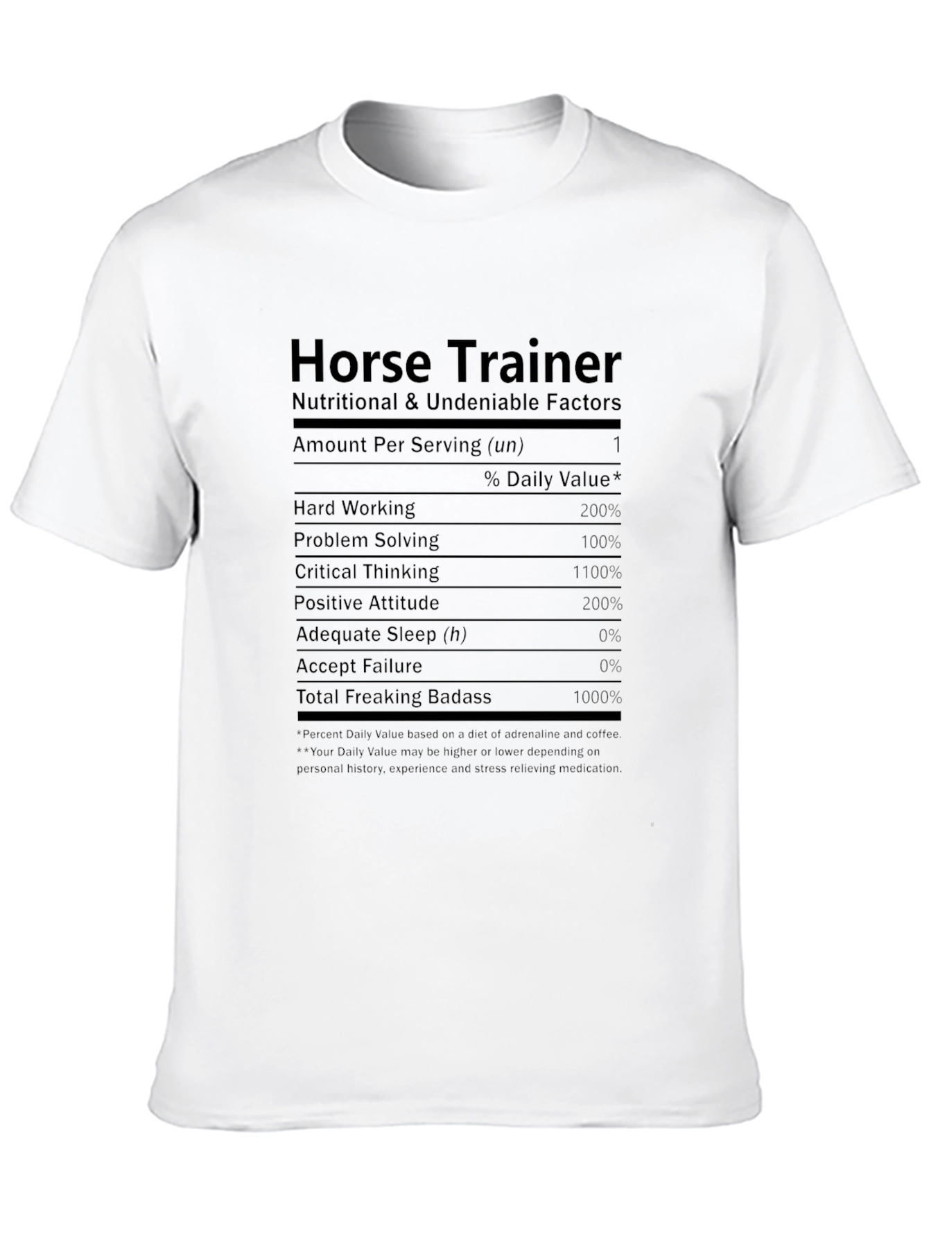 Horse Trainer Nutrition Facts T-Shirt