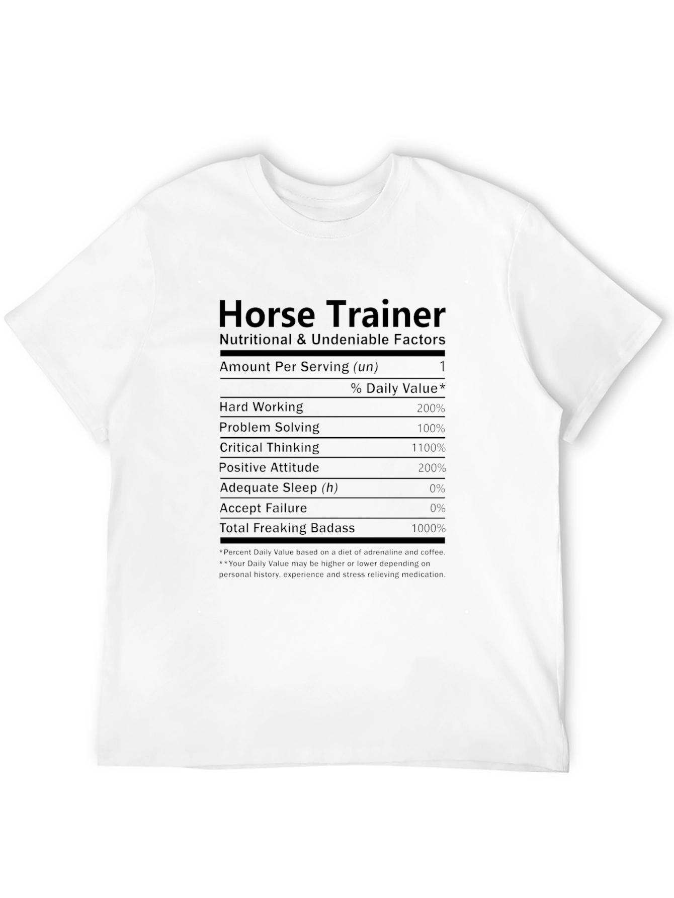 Horse Trainer Nutrition Facts T-Shirt