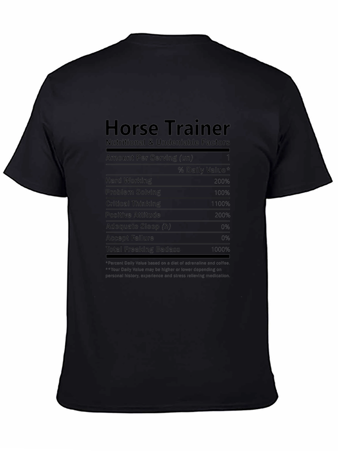 Horse Trainer Nutrition Facts T-Shirt